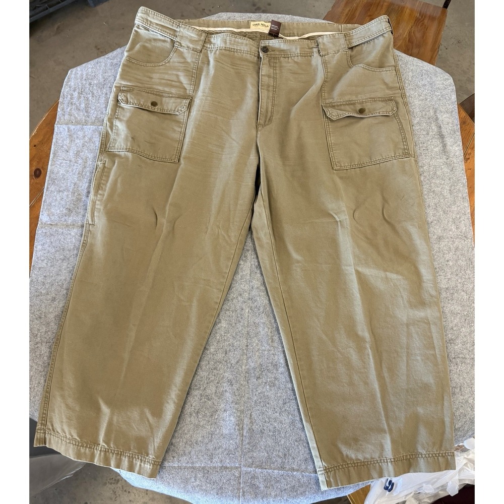 Oak Hill 100% cotton dark khaki cargo pants, men's 54x30